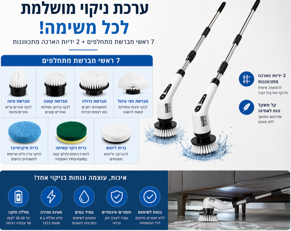 מברשת ניקוי חשמלית עוצמתית