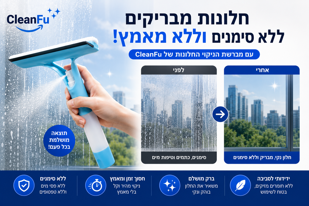 מגב + ספריי + מיקרופייבר — הכל ביד אחת.