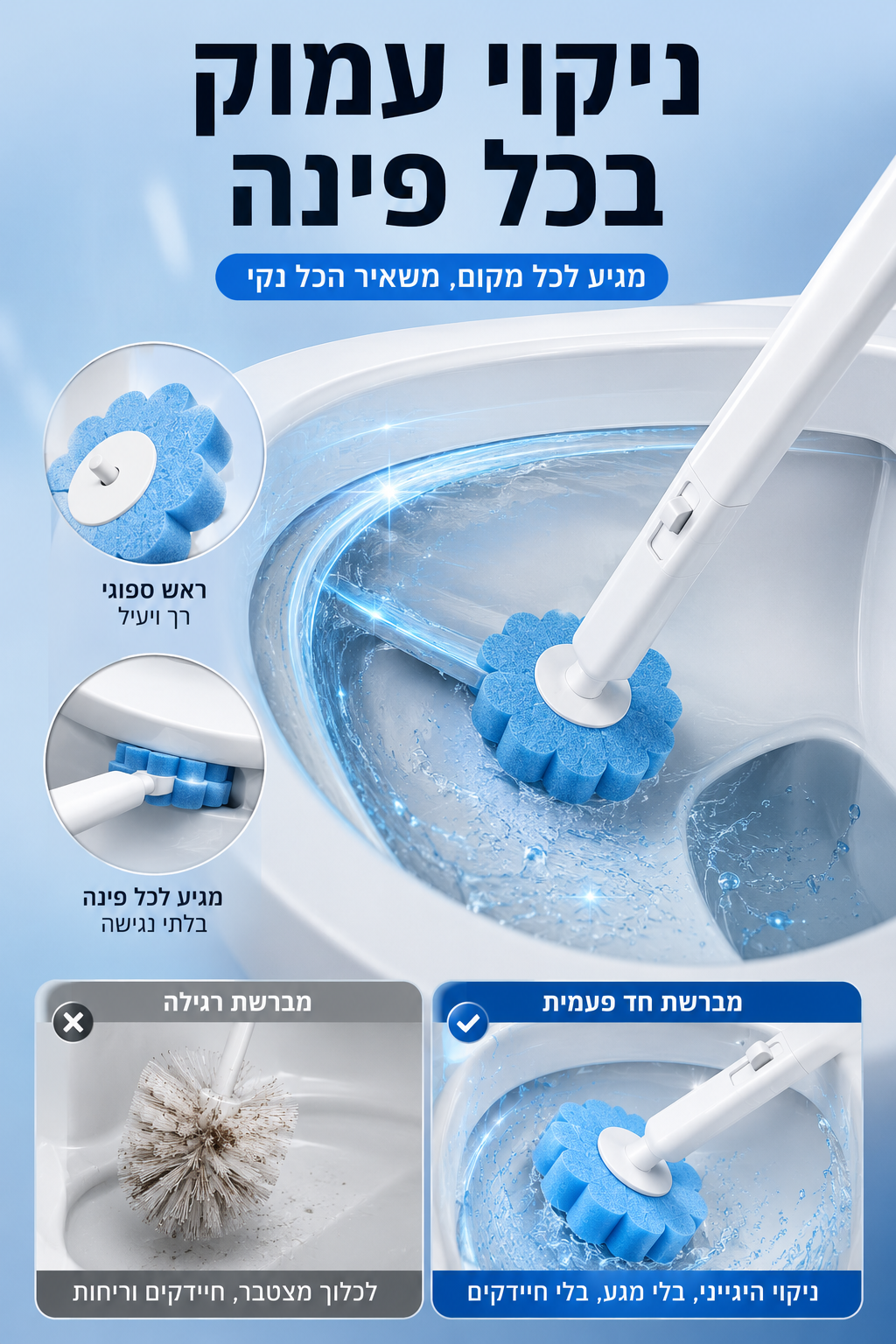מברשת ניקוי אסלה ניקיון חכם בלי מגע